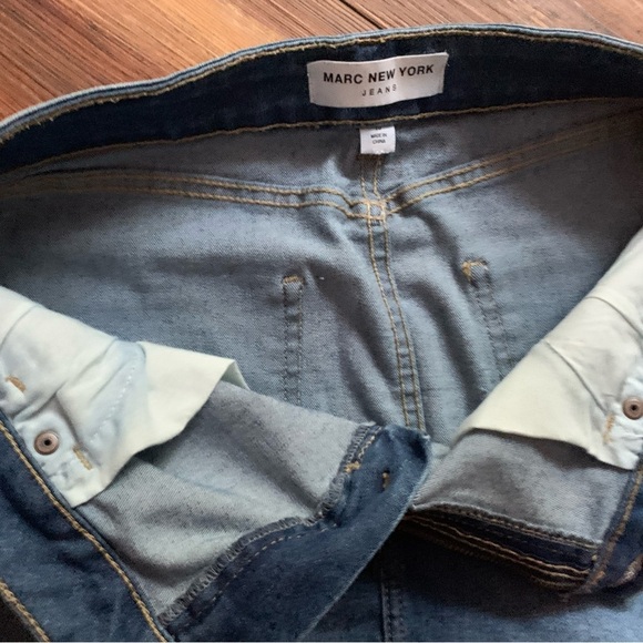 Marc New York Jeans Distressed High Rise Sz 10 Mini Skirt Stretch Denim - Picture 2 of 10